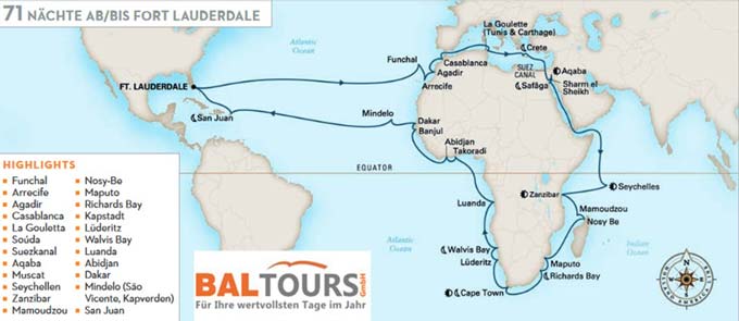 Große Afrika Reise Route