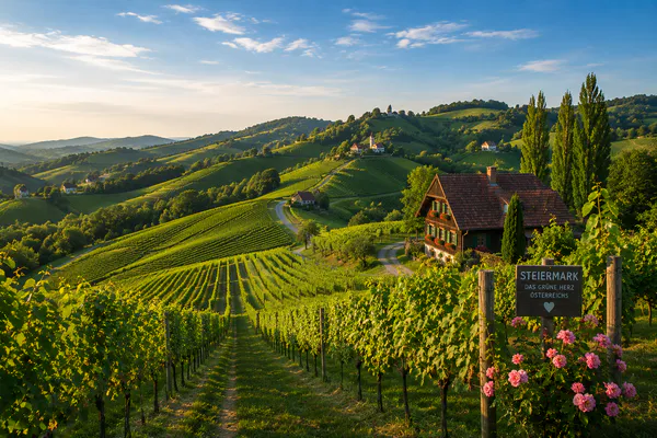 Grüne Landschaft und Wellnessurlaub in der Steiermark
